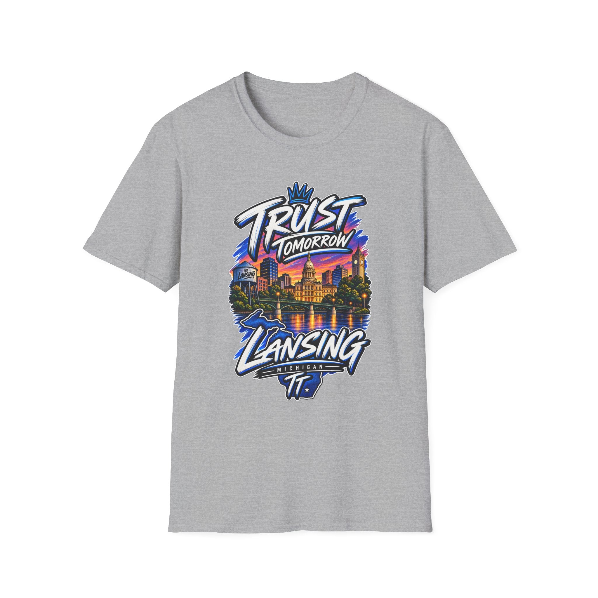 Trust Tomorrow Lansing T-Shirt — City Skyline Graphic Tee