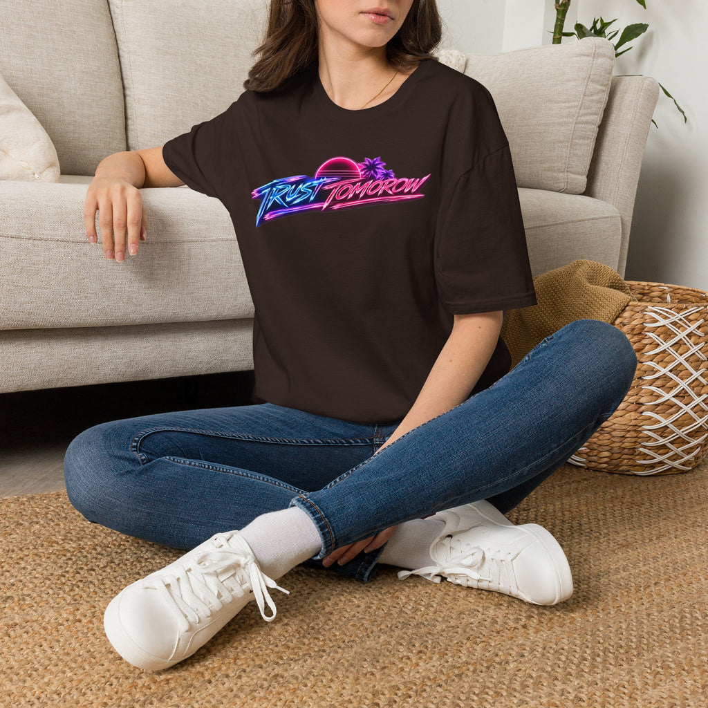 T-Shirt — Retro 'Trust Tomorrow' Neon Sunset Graphic Tee