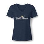 Women's V-Neck Tee — 'Trust Tomorrow' Sunrise Graphic Comfort Shirt