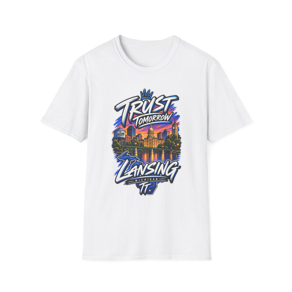 Trust Tomorrow Lansing T-Shirt — City Skyline Graphic Tee