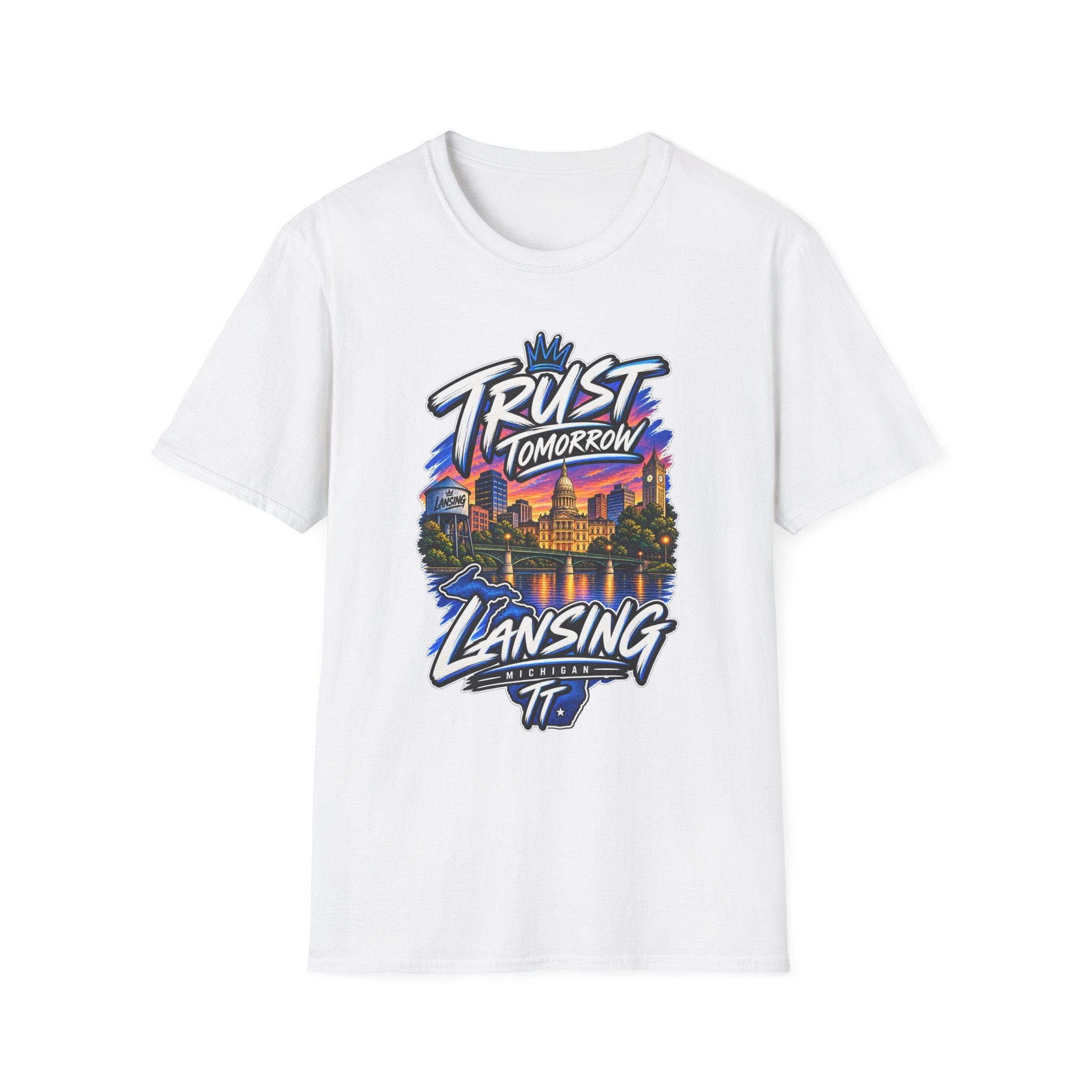 Trust Tomorrow Lansing T-Shirt — City Skyline Graphic Tee
