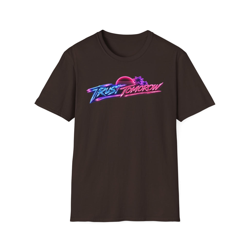 T-Shirt — Retro 'Trust Tomorrow' Neon Sunset Graphic Tee