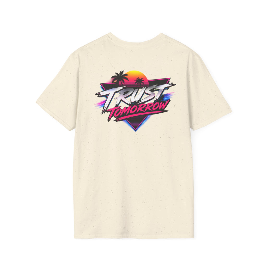 T-Shirt — Retro 'Trust Tomorrow' Neon Sunset Graphic Tee