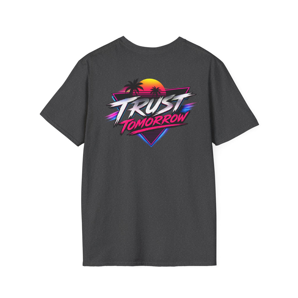 T-Shirt — Retro 'Trust Tomorrow' Neon Sunset Graphic Tee