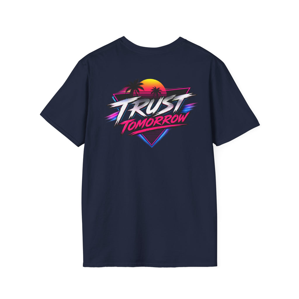 T-Shirt — Retro 'Trust Tomorrow' Neon Sunset Graphic Tee