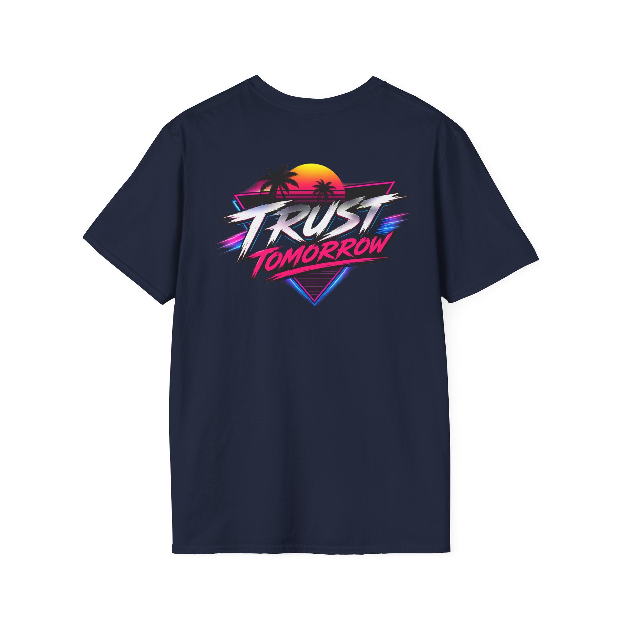 T-Shirt — Retro 'Trust Tomorrow' Neon Sunset Graphic Tee