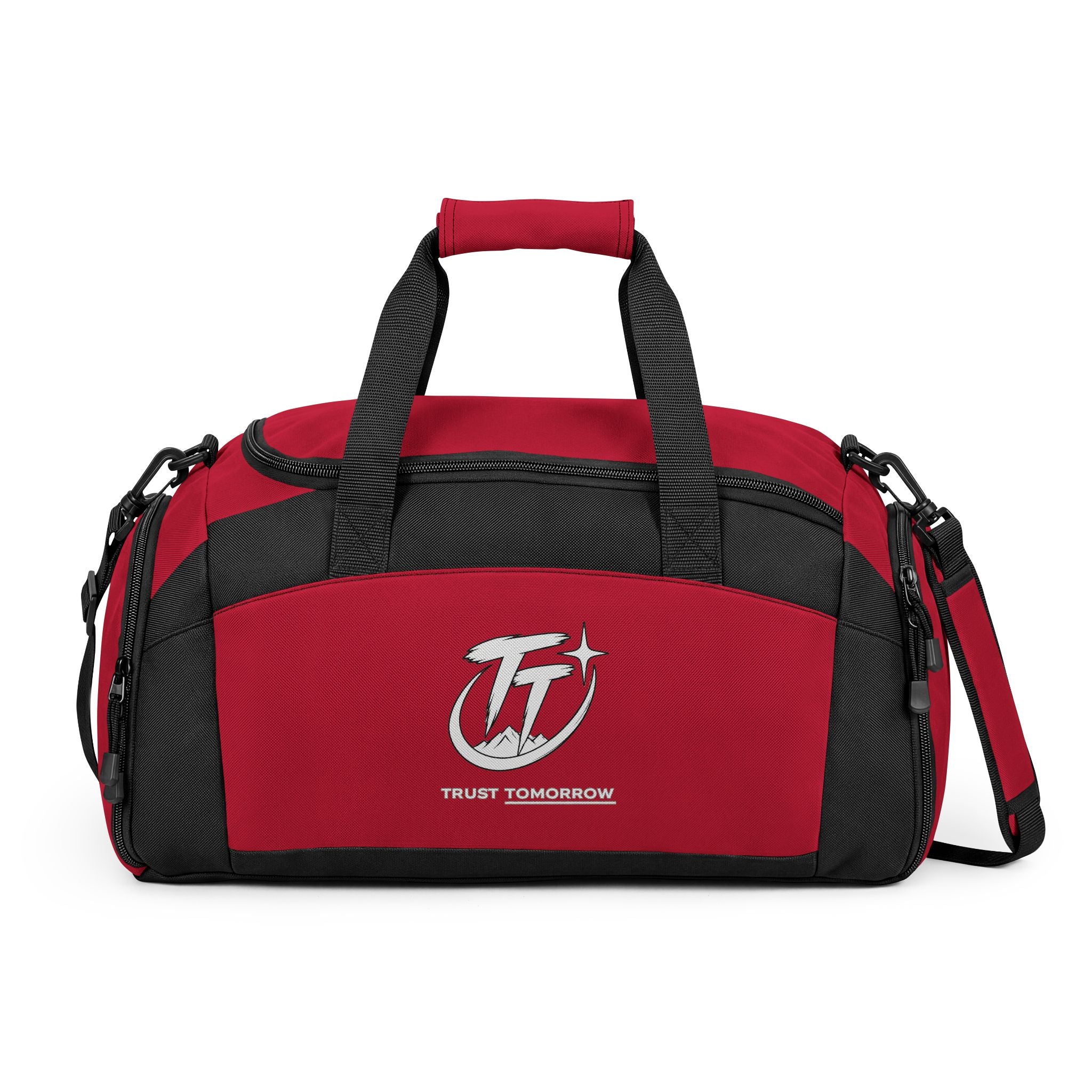 Trust Tomorrow' Black Gym Bag — Durable Sports Duffel with Shoulder Strap