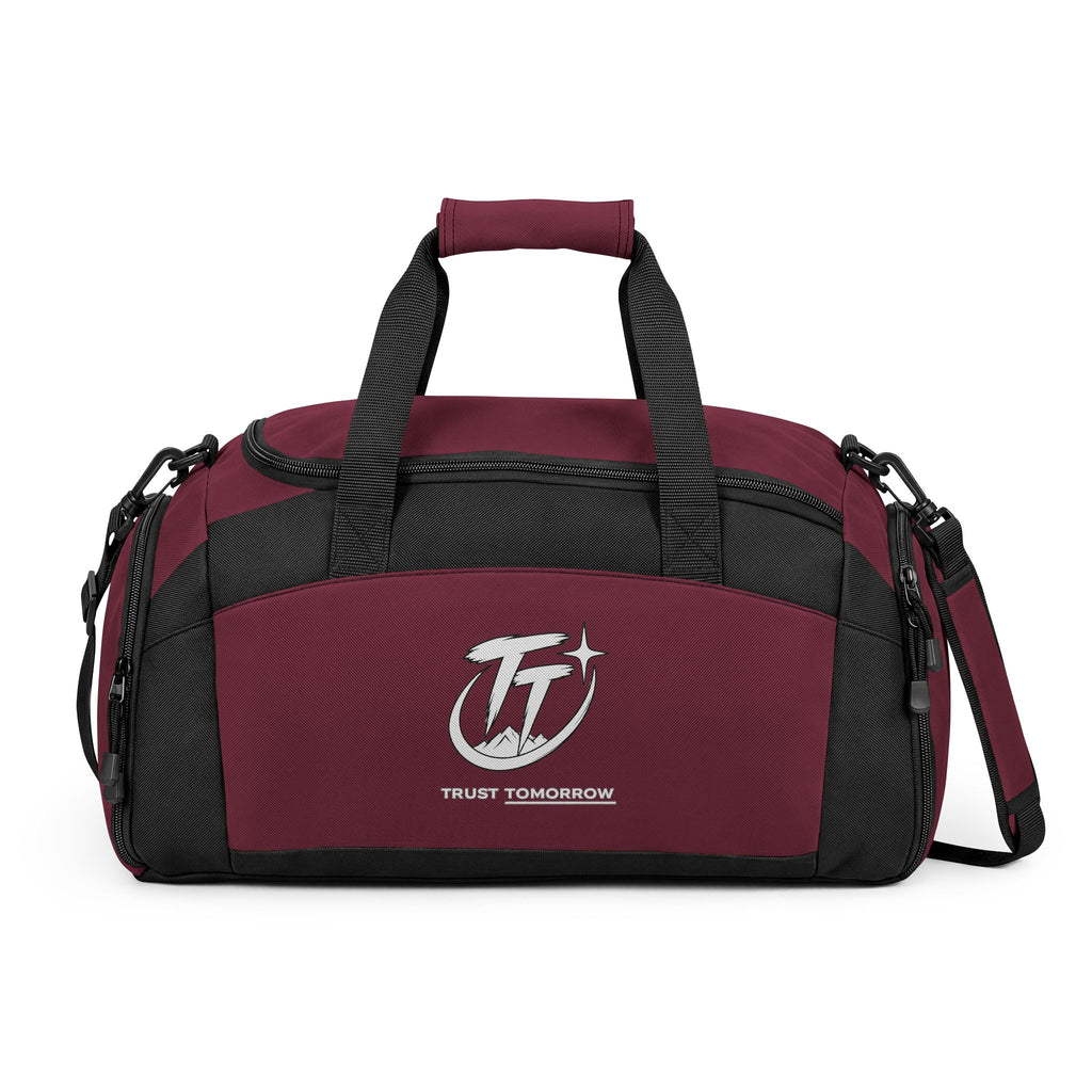 Trust Tomorrow' Black Gym Bag — Durable Sports Duffel with Shoulder Strap