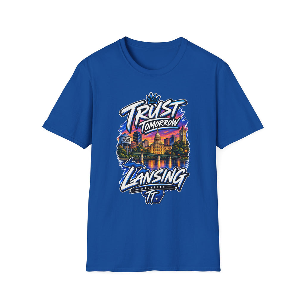 Trust Tomorrow Lansing T-Shirt — City Skyline Graphic Tee
