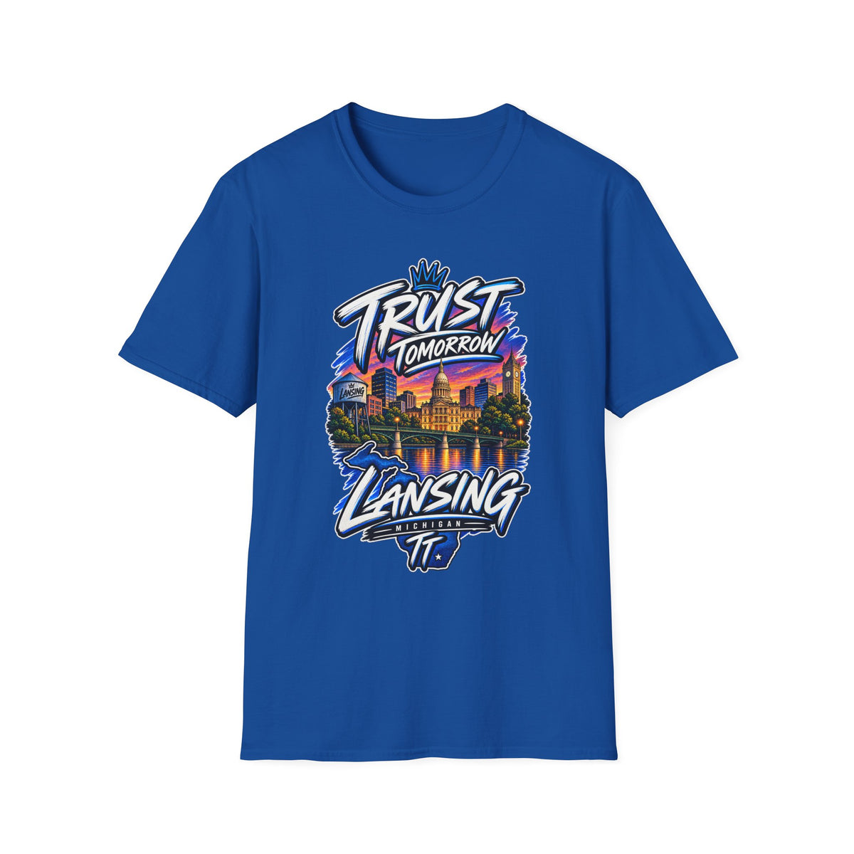 Trust Tomorrow Lansing T-Shirt — City Skyline Graphic Tee