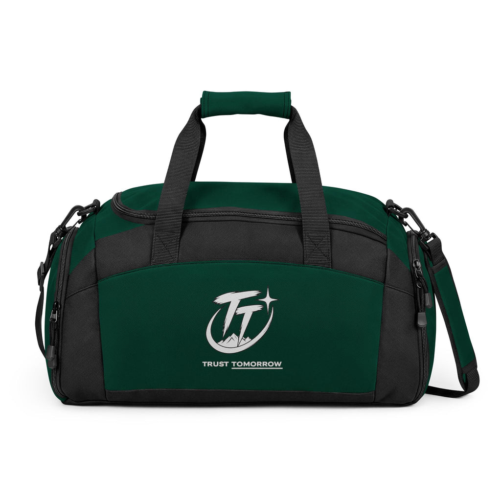 Trust Tomorrow' Black Gym Bag — Durable Sports Duffel with Shoulder Strap
