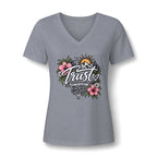 Trust Tomorrow Floral V-Neck Tee — Inspirational Women's Graphic Shirt