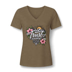 Trust Tomorrow Floral V-Neck Tee — Inspirational Women's Graphic Shirt