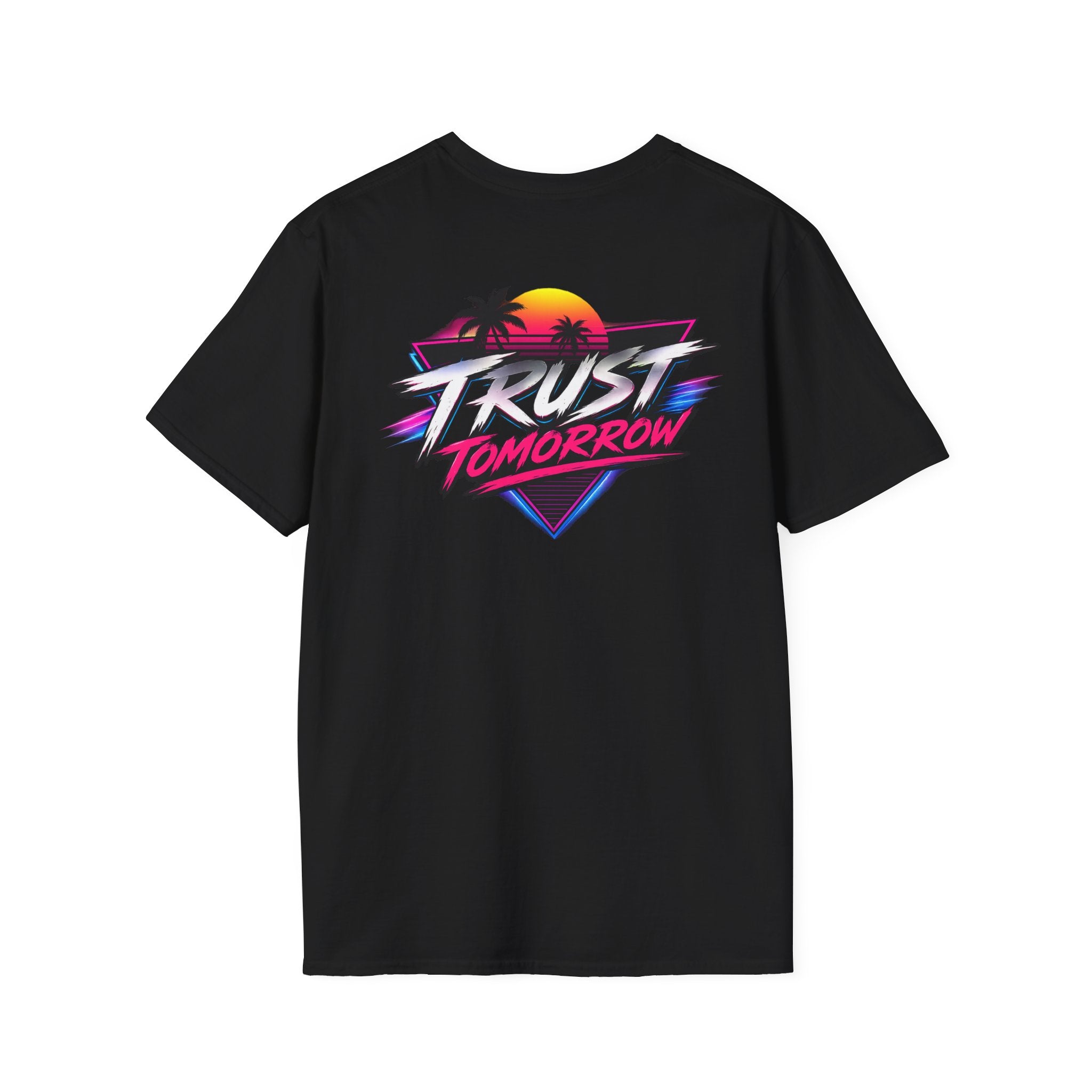 T-Shirt — Retro 'Trust Tomorrow' Neon Sunset Graphic Tee