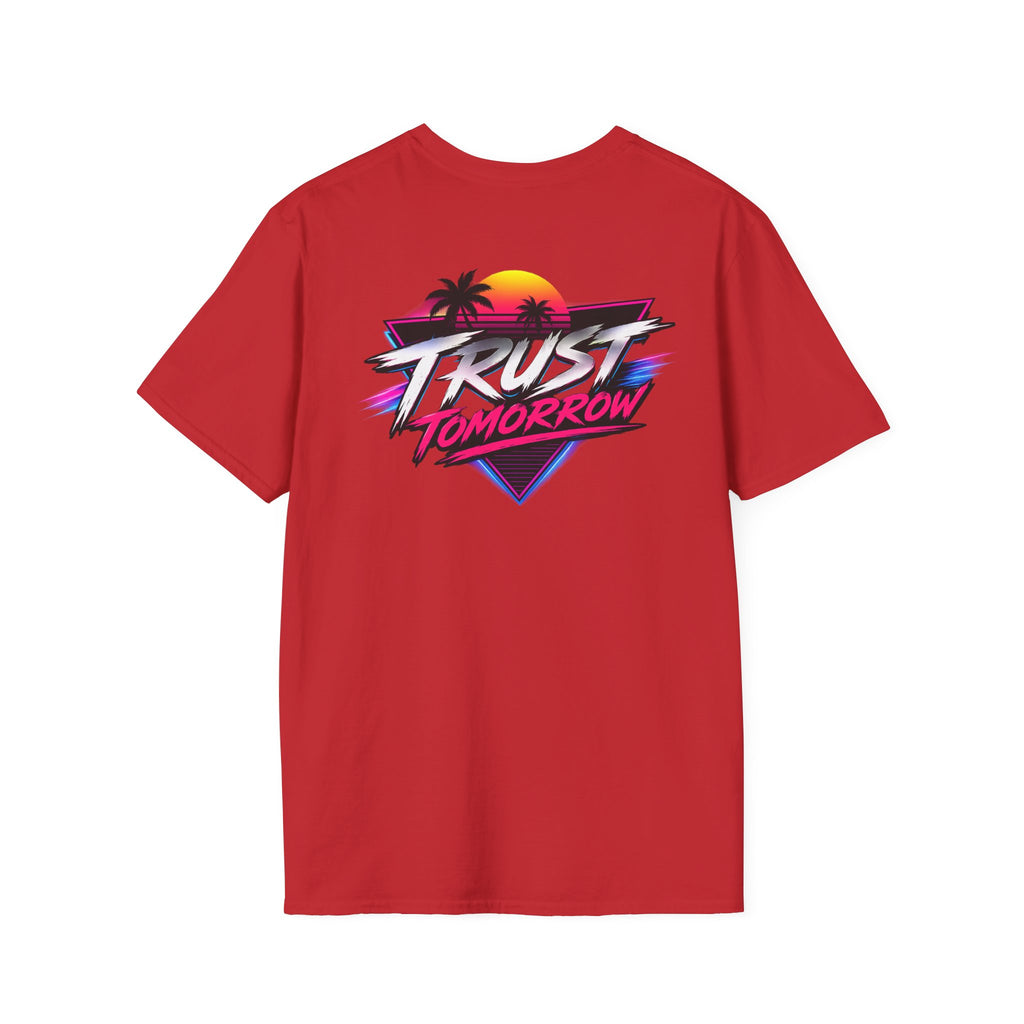 T-Shirt — Retro 'Trust Tomorrow' Neon Sunset Graphic Tee