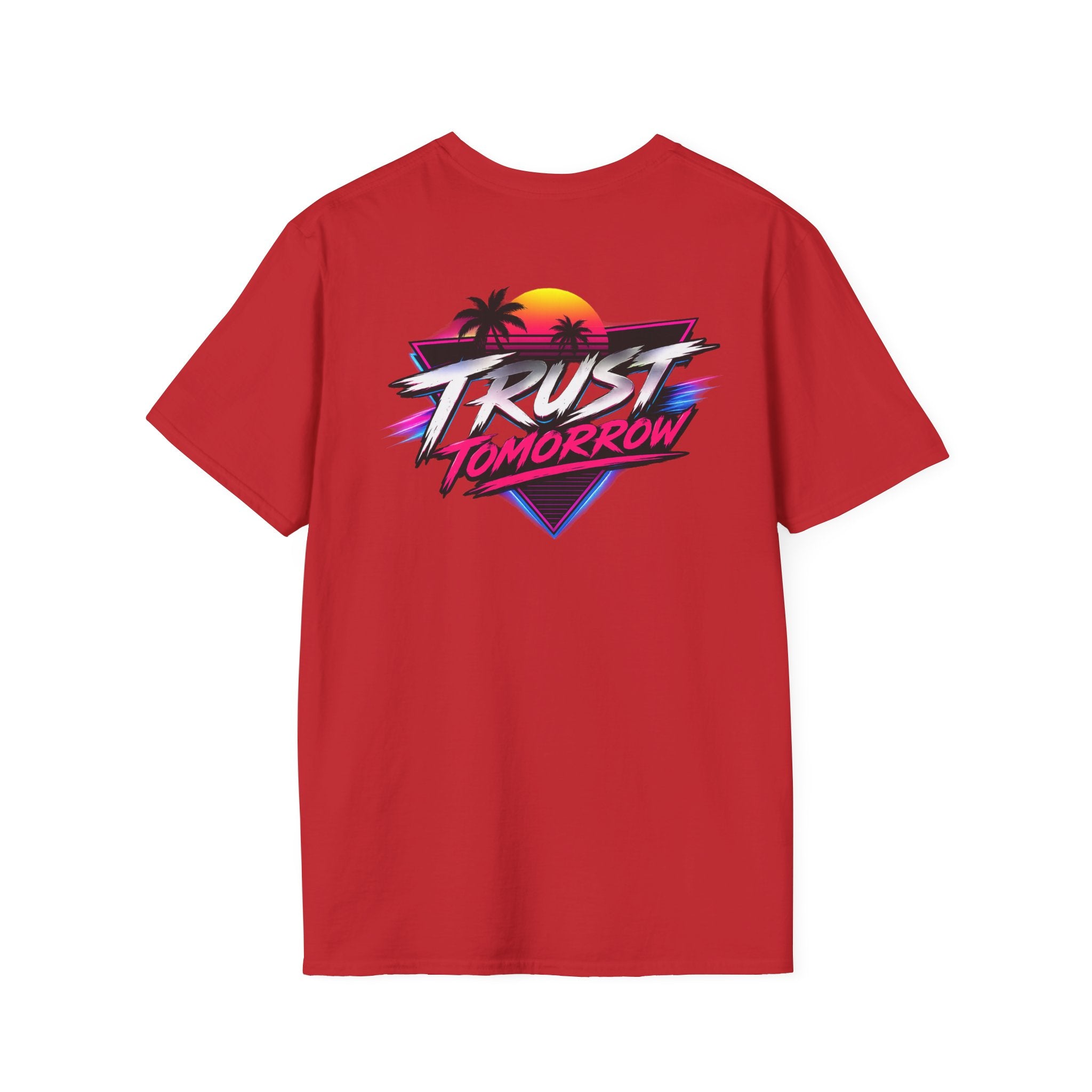 T-Shirt — Retro 'Trust Tomorrow' Neon Sunset Graphic Tee