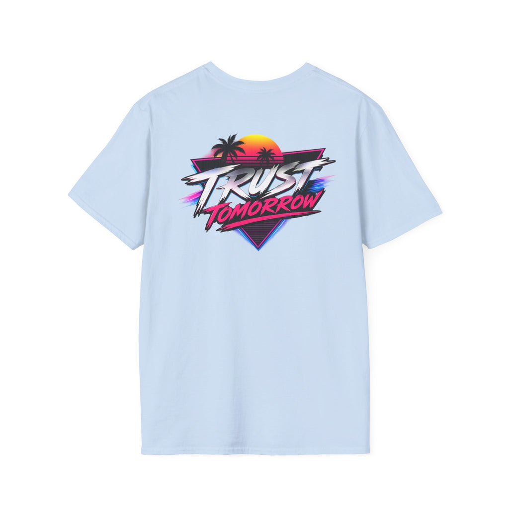 T-Shirt — Retro 'Trust Tomorrow' Neon Sunset Graphic Tee