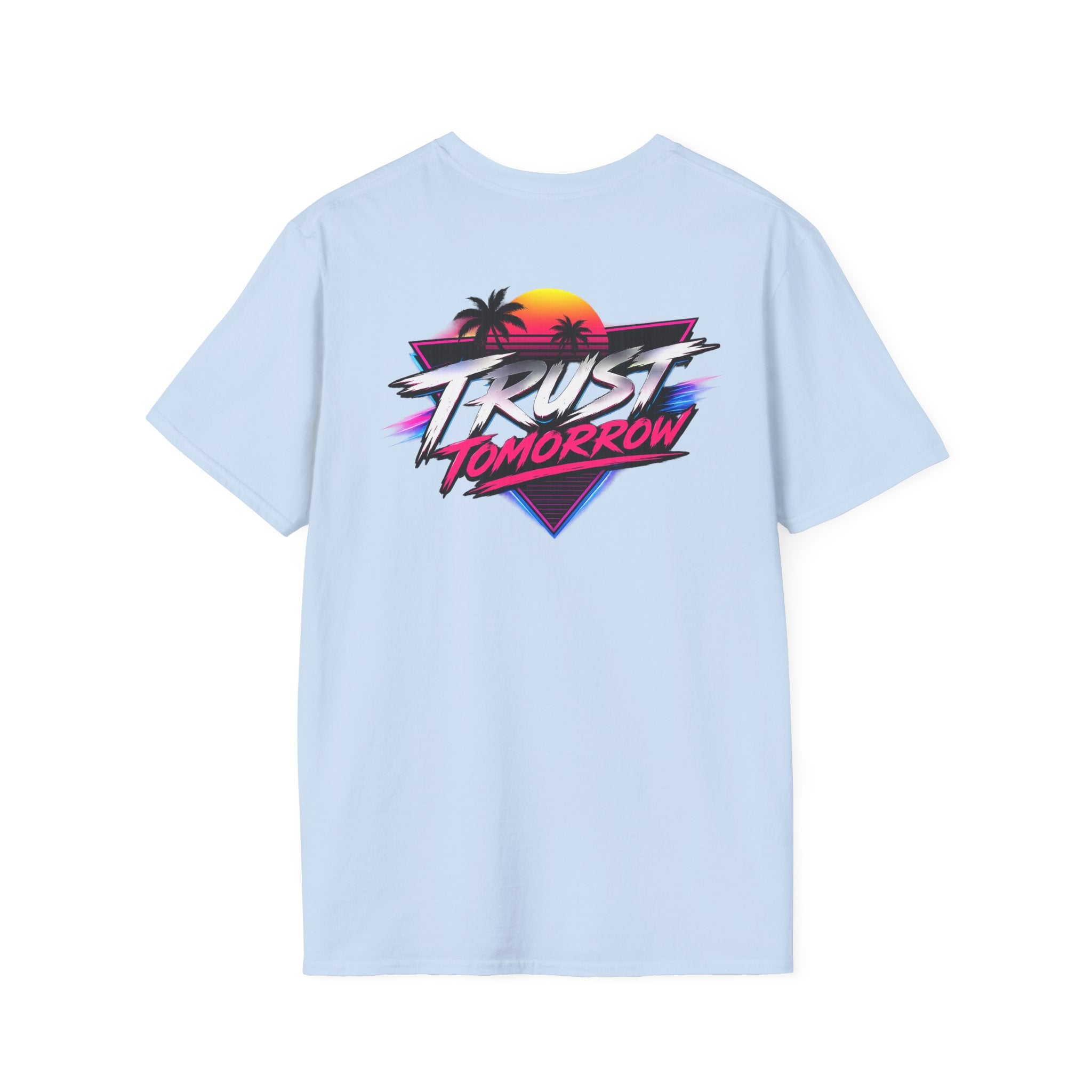 T-Shirt — Retro 'Trust Tomorrow' Neon Sunset Graphic Tee