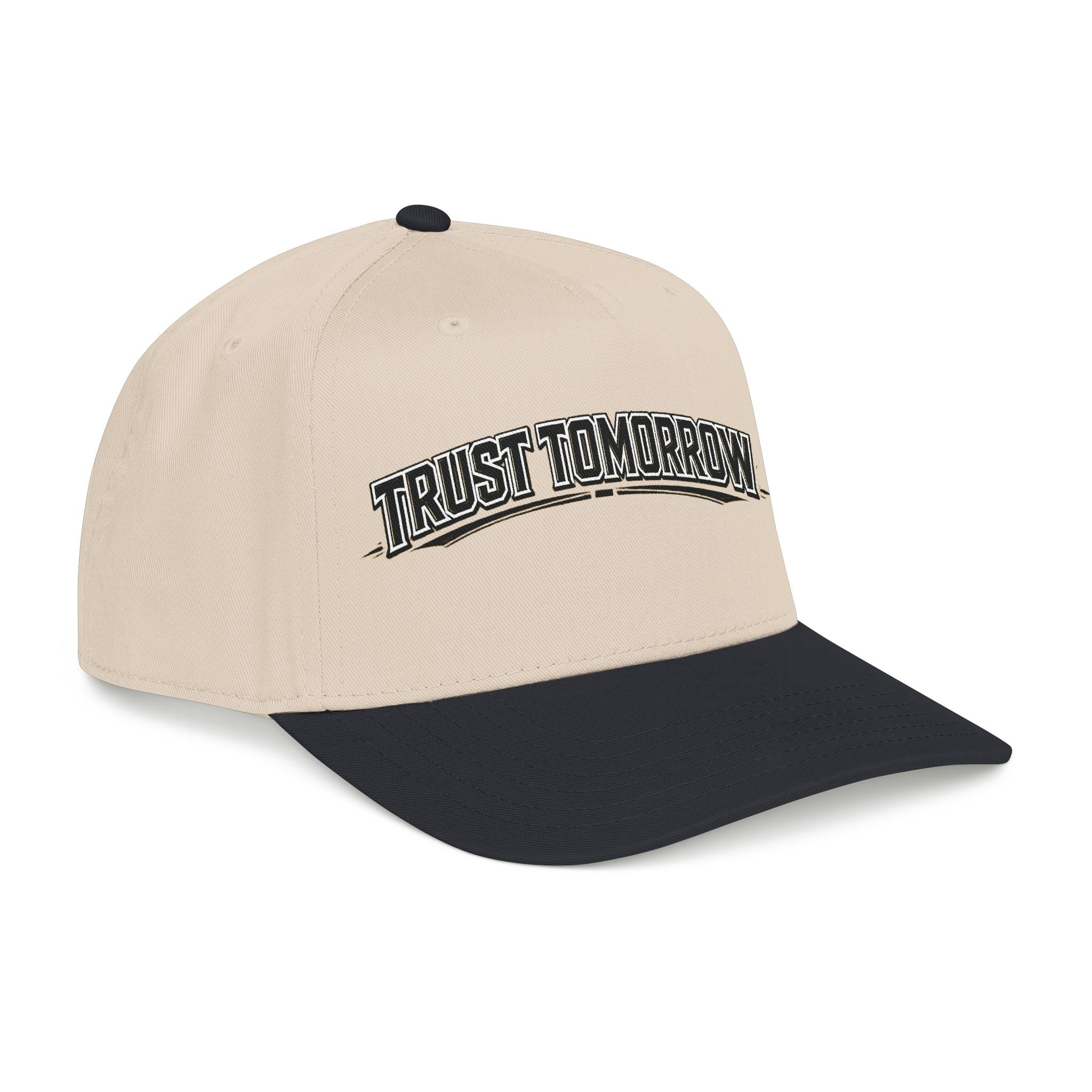 Trust Tomorrow Mid-Profile Baseball Cap — Retro Arch Embroidered Hat