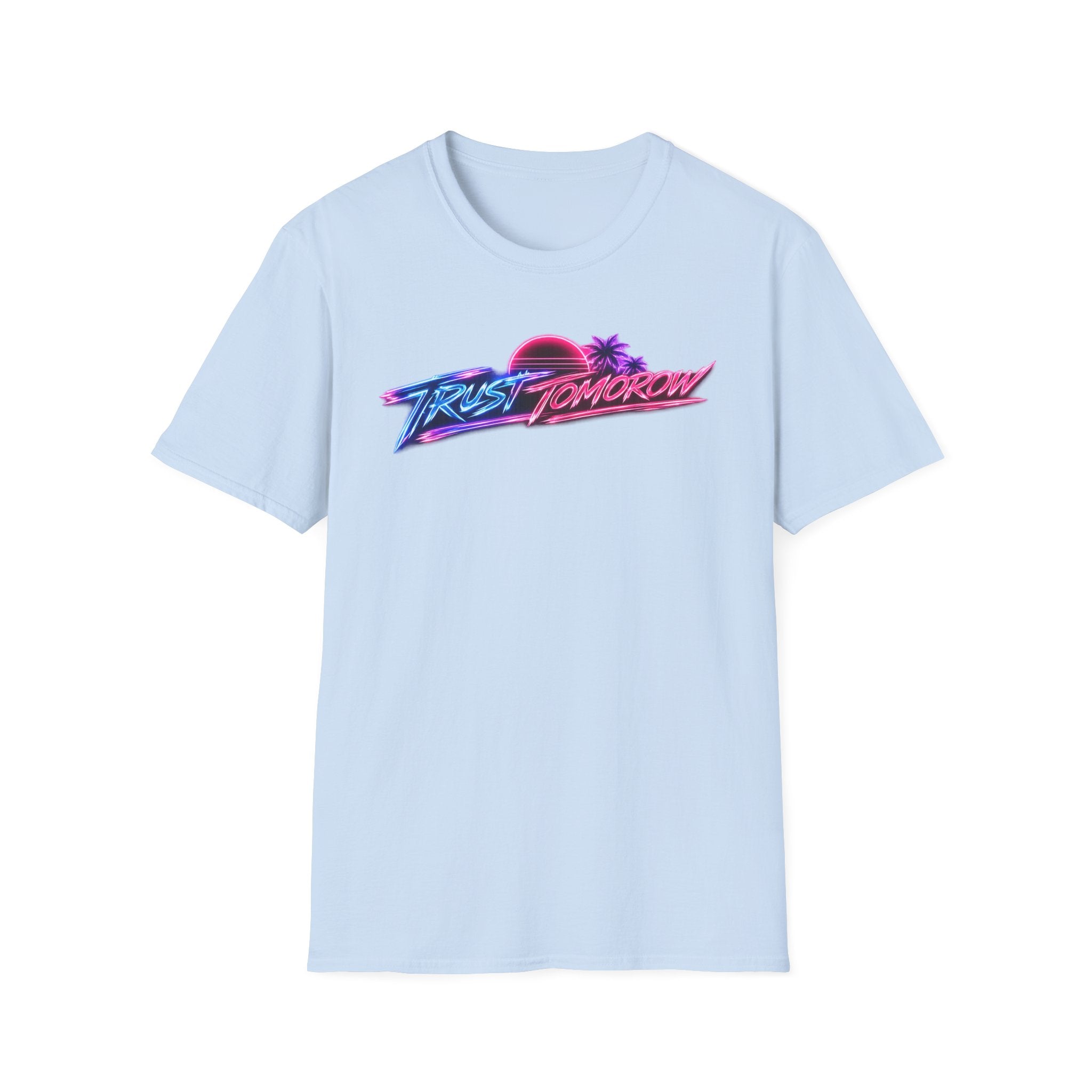 T-Shirt — Retro 'Trust Tomorrow' Neon Sunset Graphic Tee