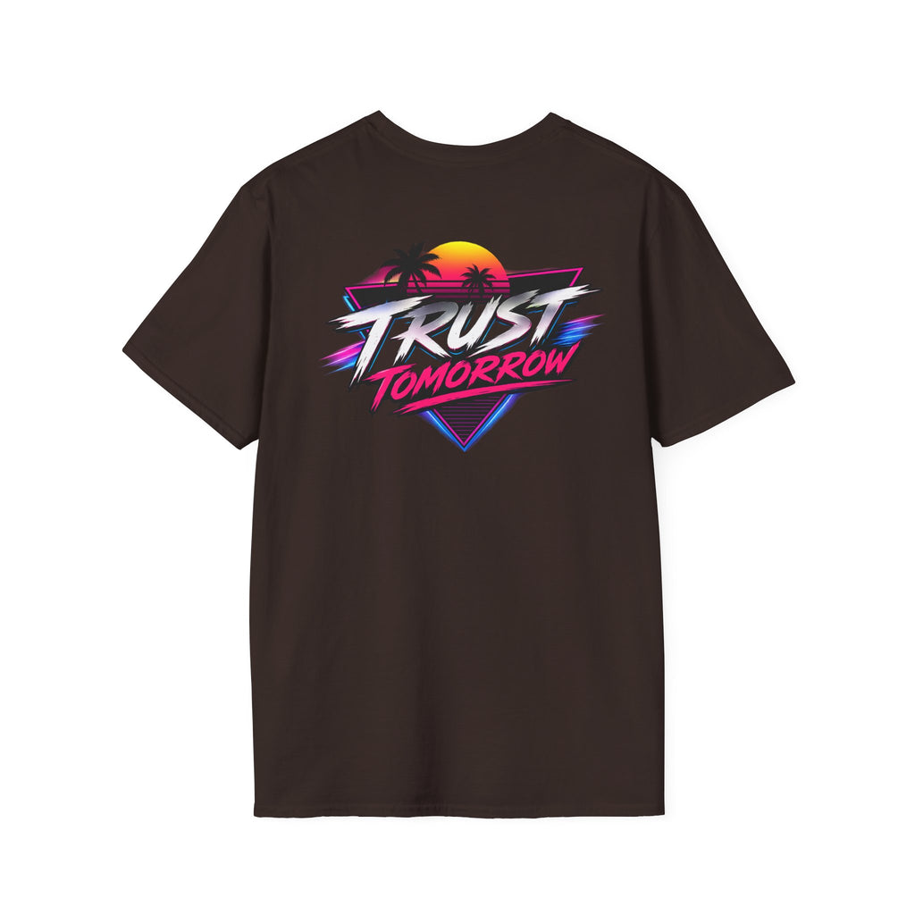 T-Shirt — Retro 'Trust Tomorrow' Neon Sunset Graphic Tee