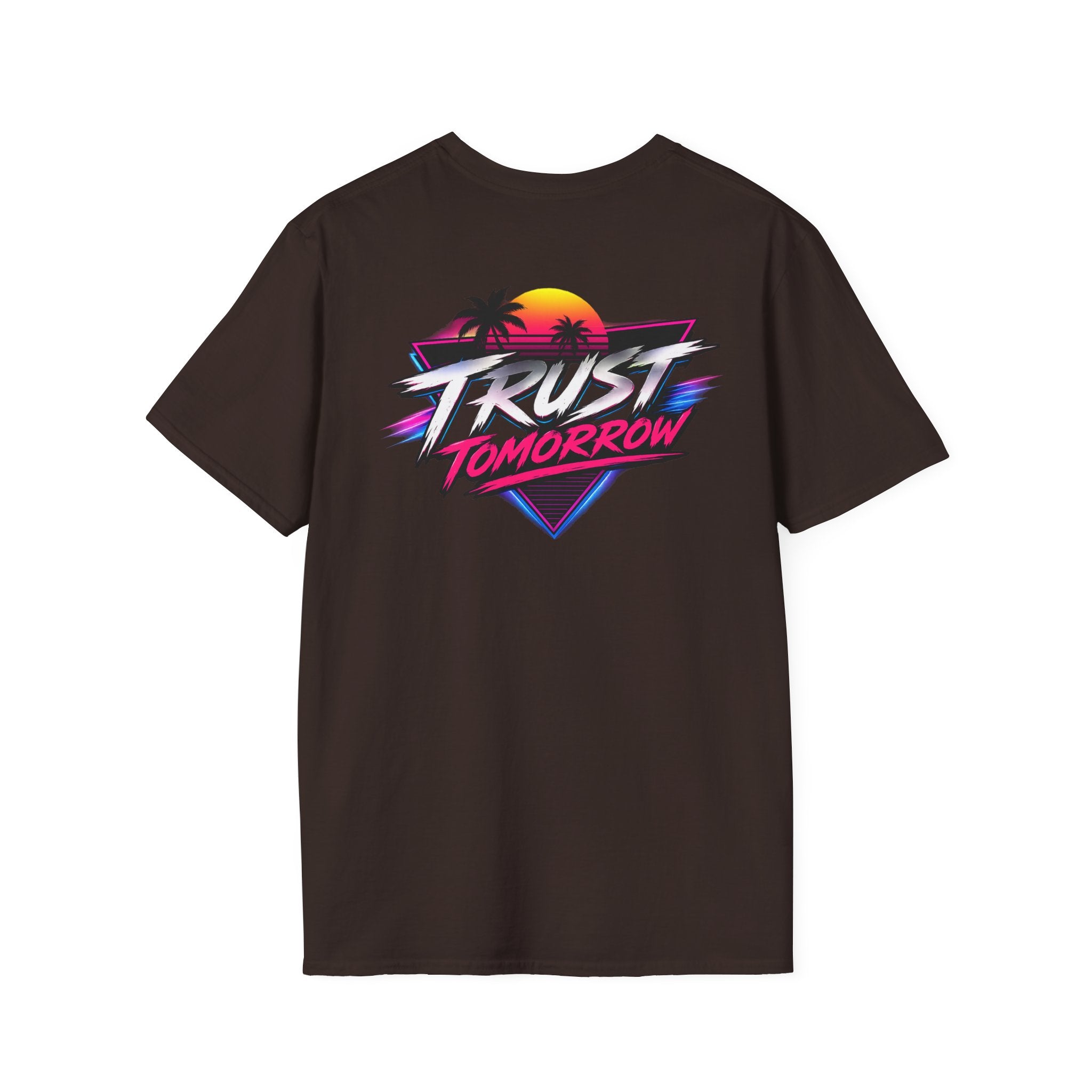 T-Shirt — Retro 'Trust Tomorrow' Neon Sunset Graphic Tee