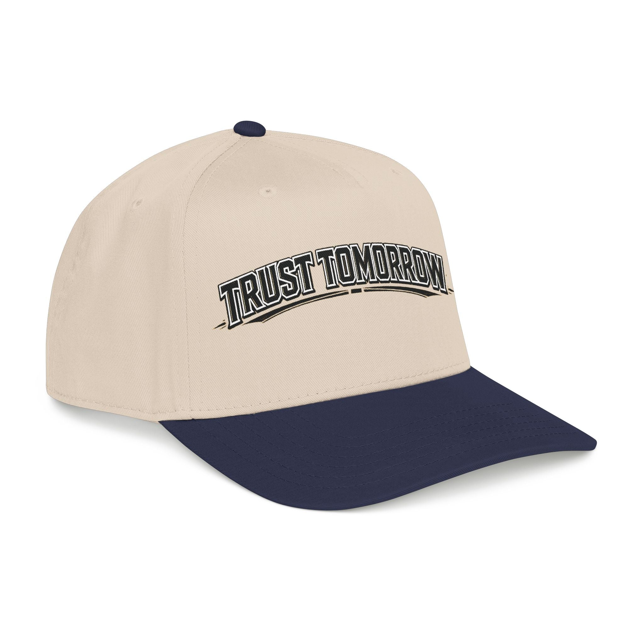 Trust Tomorrow Mid-Profile Baseball Cap — Retro Arch Embroidered Hat