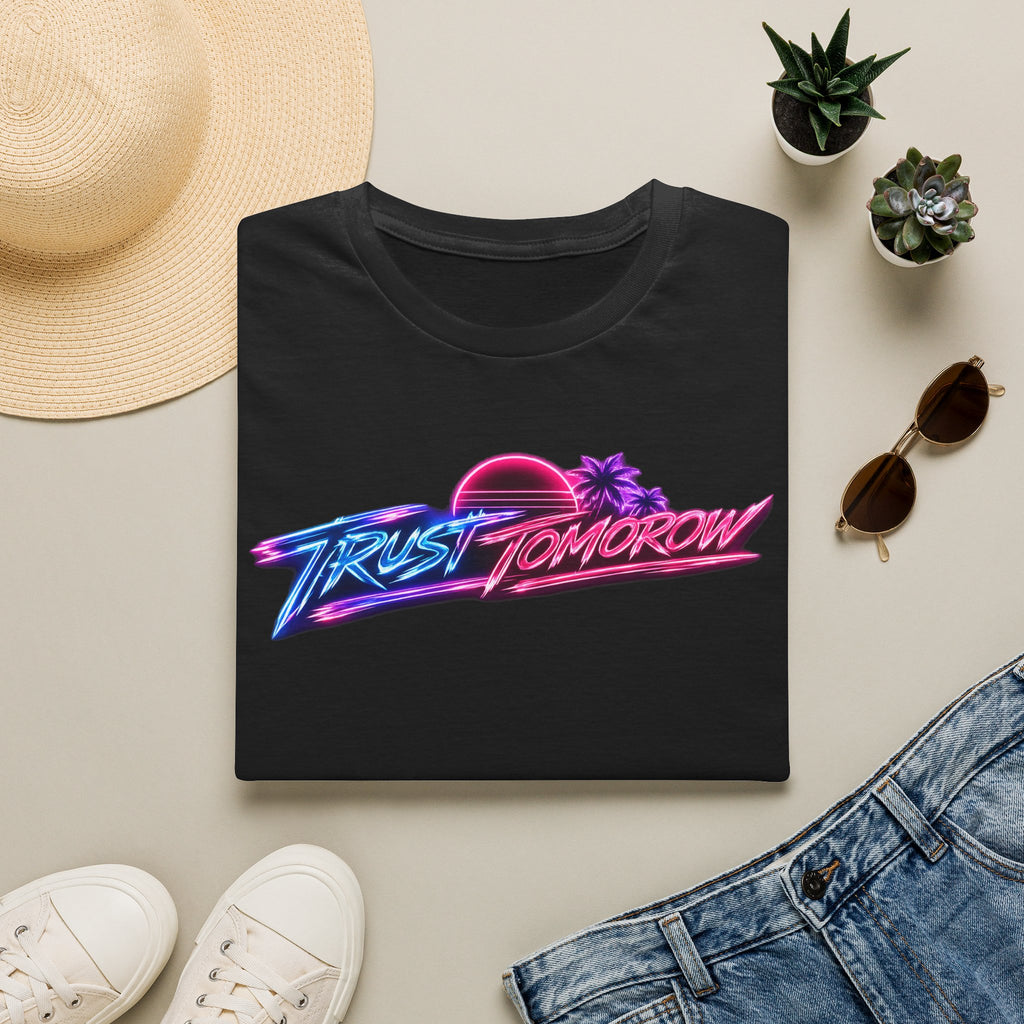 T-Shirt — Retro 'Trust Tomorrow' Neon Sunset Graphic Tee