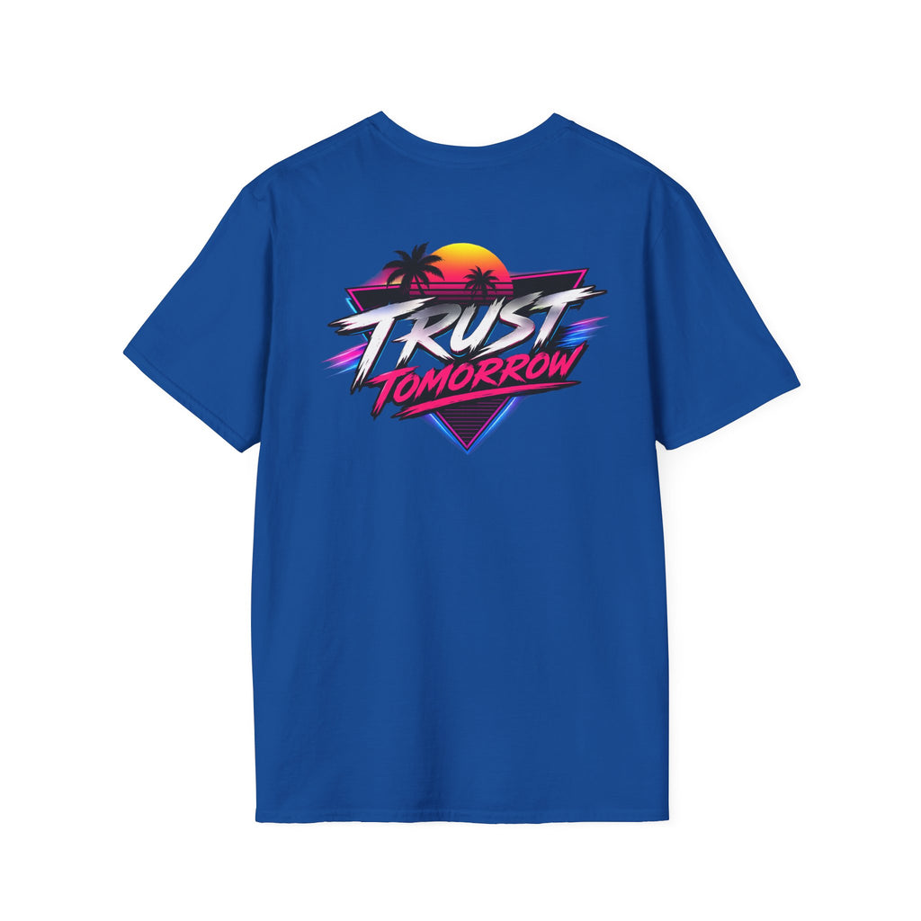 T-Shirt — Retro 'Trust Tomorrow' Neon Sunset Graphic Tee