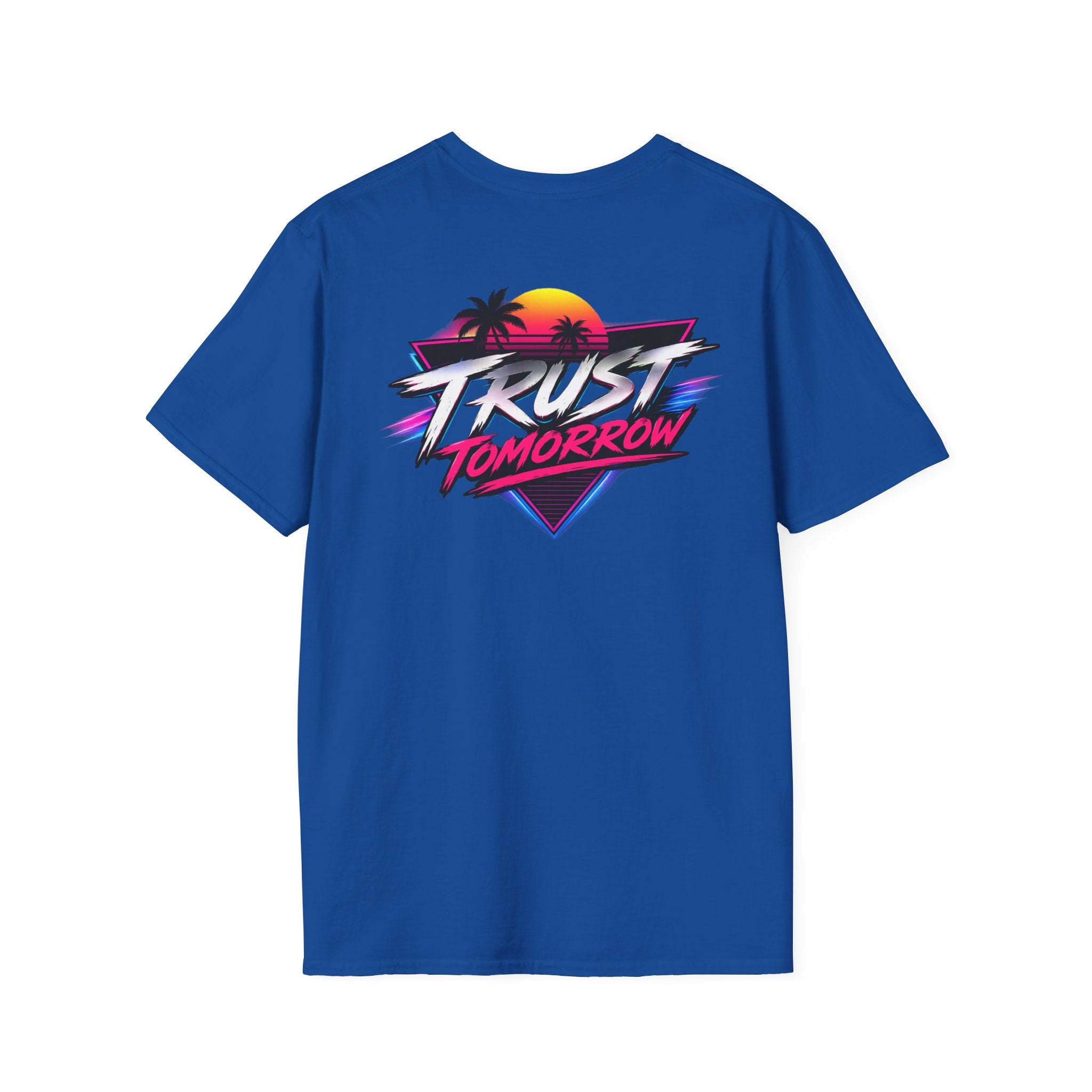 T-Shirt — Retro 'Trust Tomorrow' Neon Sunset Graphic Tee