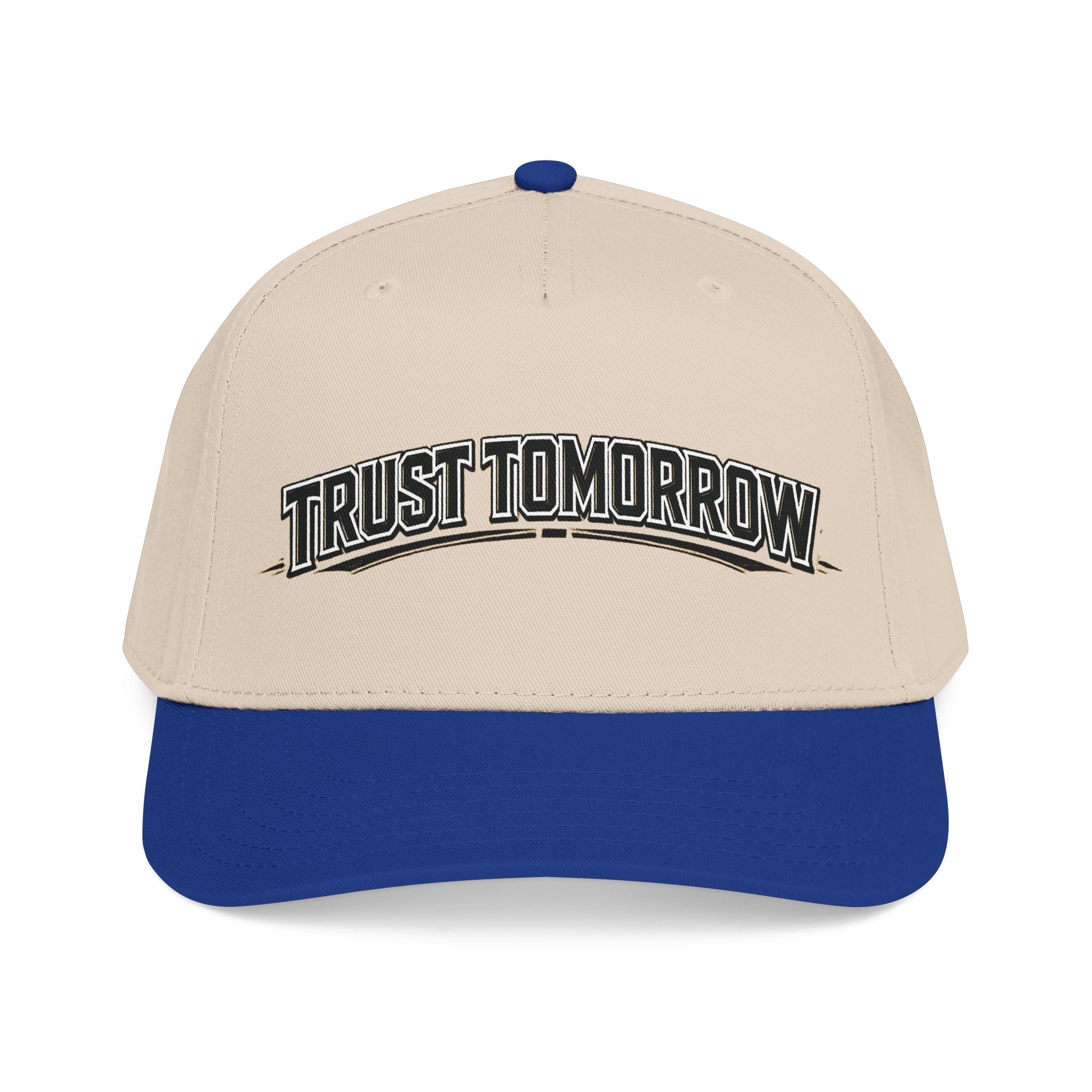 Trust Tomorrow Mid-Profile Baseball Cap — Retro Arch Embroidered Hat