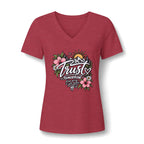 Trust Tomorrow Floral V-Neck Tee — Inspirational Women's Graphic Shirt