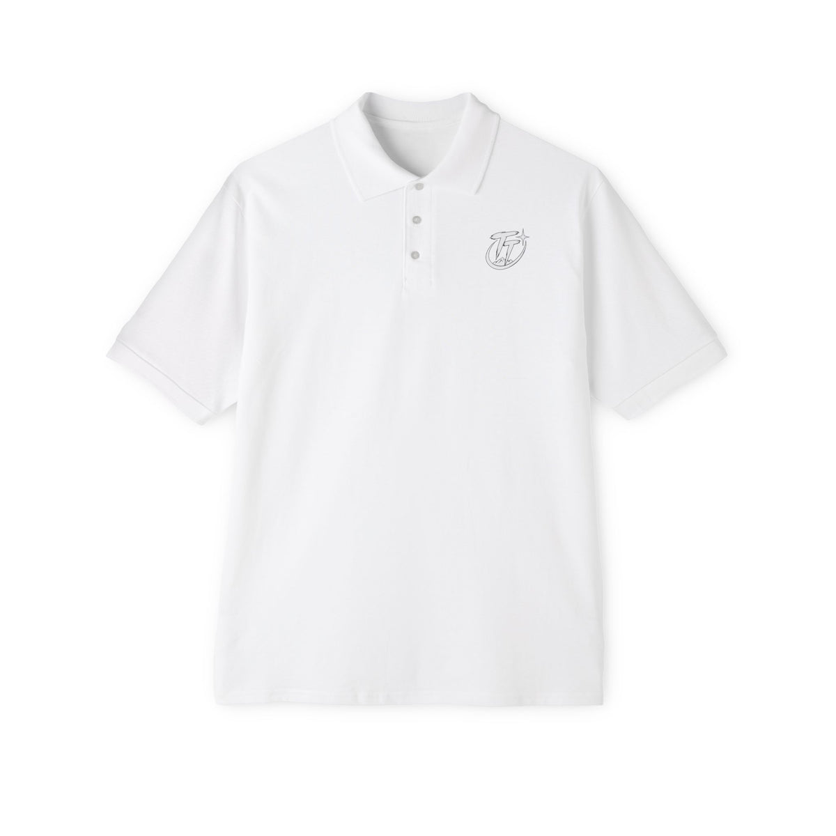 Men's White Polo Shirt with Subtle Chest Logo — Classic Piqué Golf & Work Polo