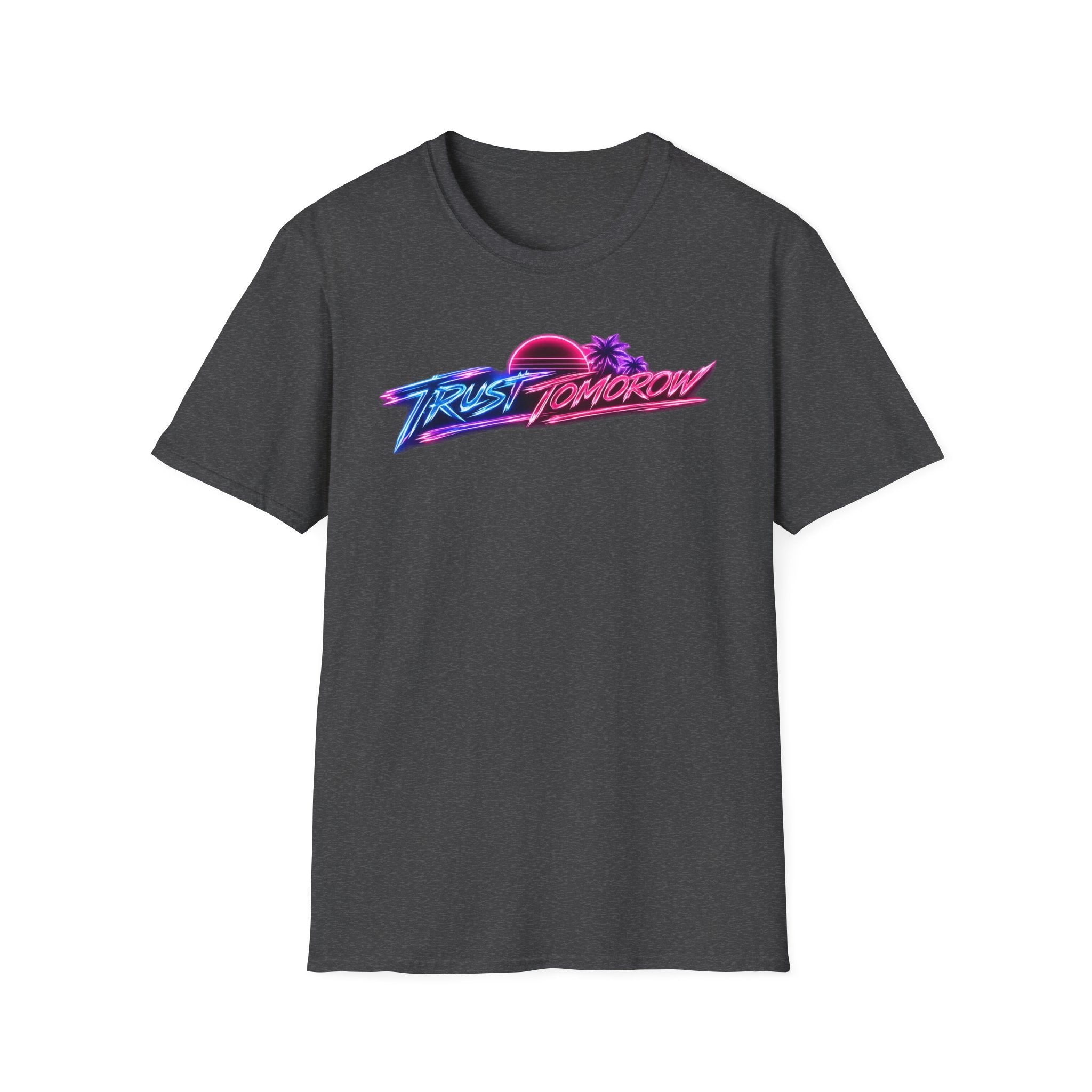T-Shirt — Retro 'Trust Tomorrow' Neon Sunset Graphic Tee