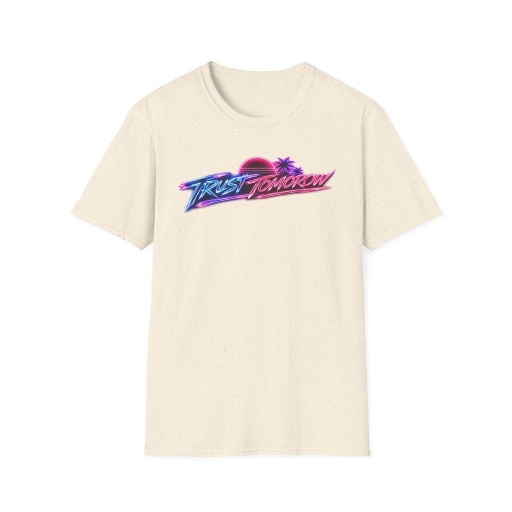 T-Shirt — Retro 'Trust Tomorrow' Neon Sunset Graphic Tee