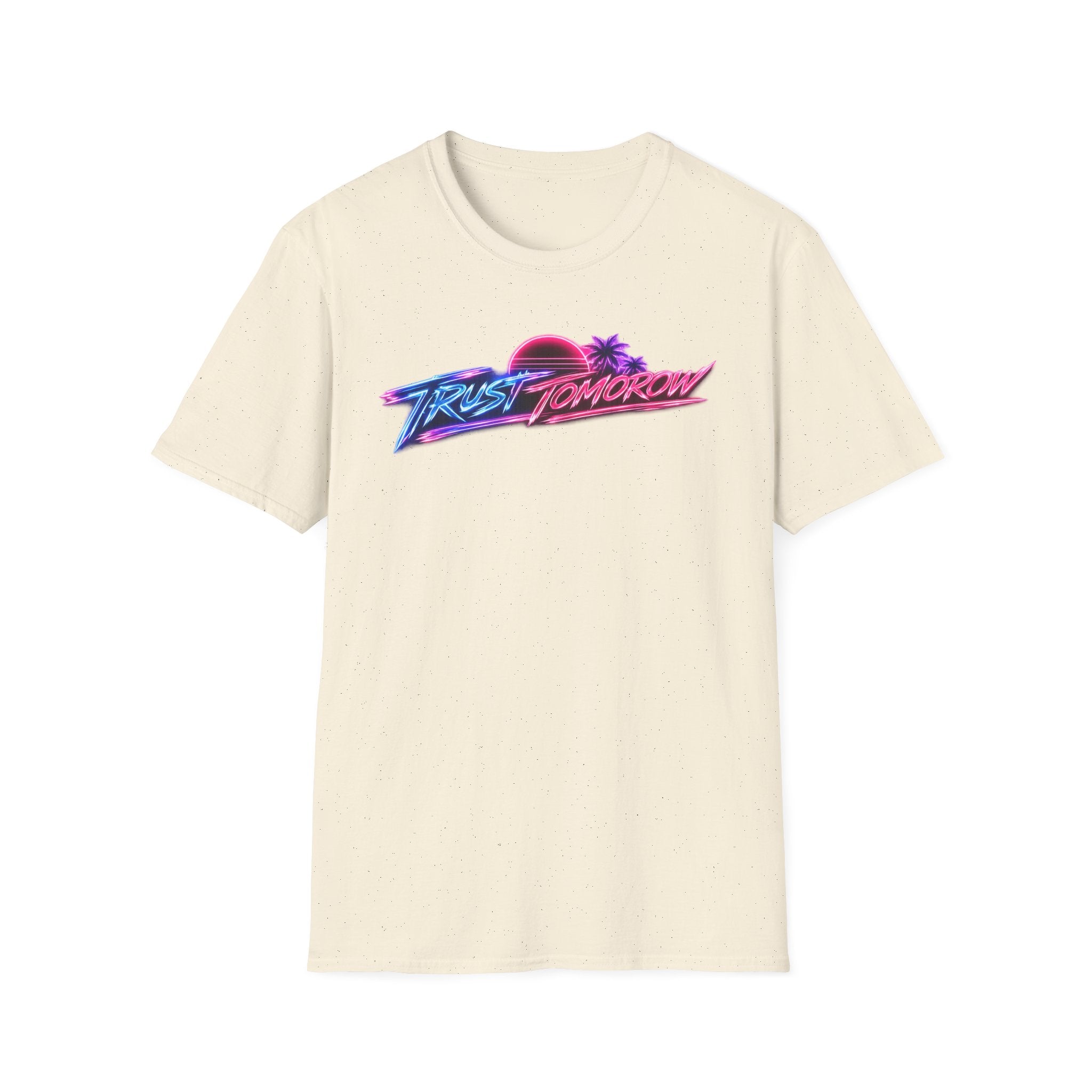 T-Shirt — Retro 'Trust Tomorrow' Neon Sunset Graphic Tee