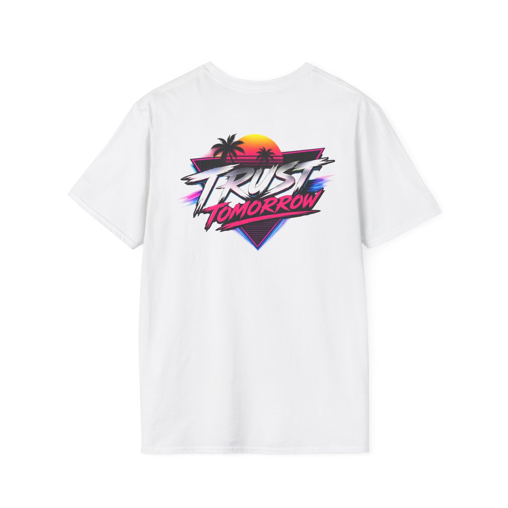T-Shirt — Retro 'Trust Tomorrow' Neon Sunset Graphic Tee