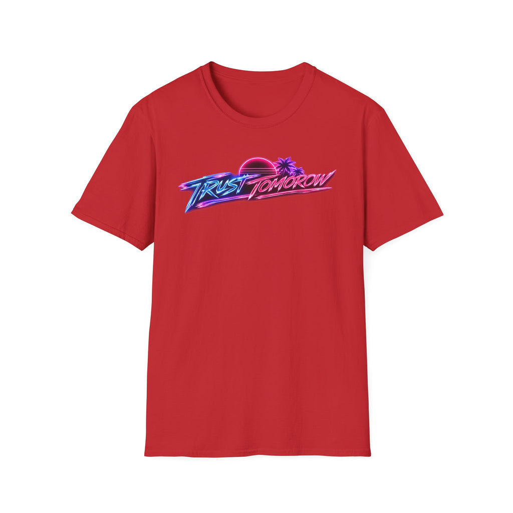T-Shirt — Retro 'Trust Tomorrow' Neon Sunset Graphic Tee
