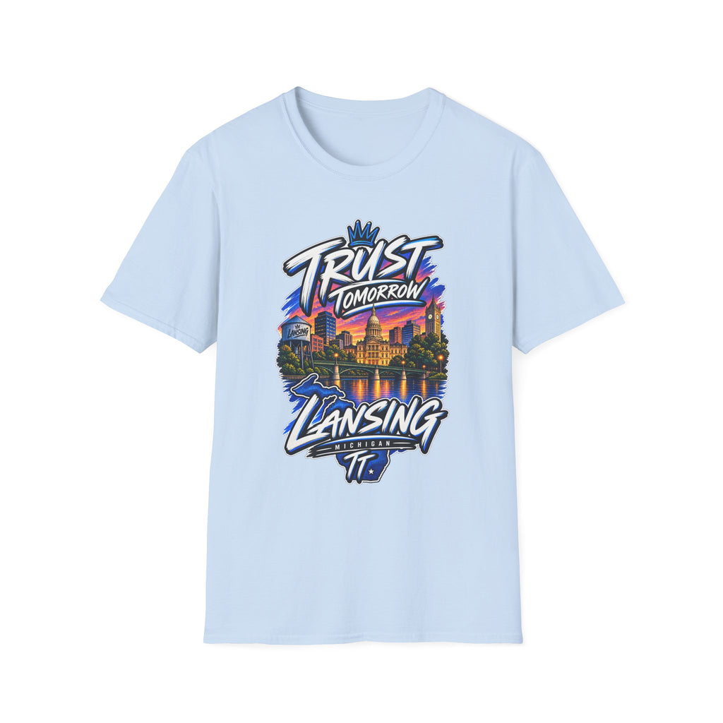Trust Tomorrow Lansing T-Shirt — City Skyline Graphic Tee
