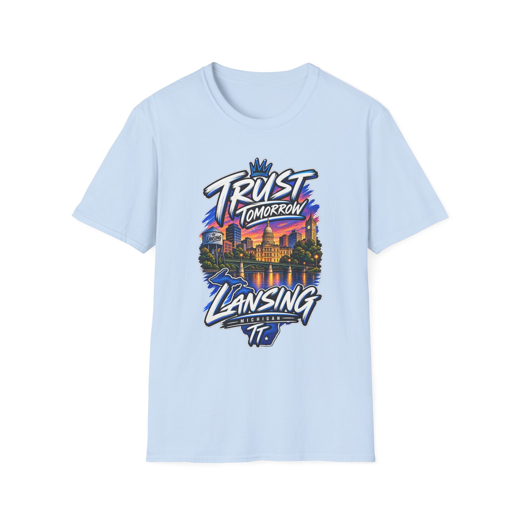 Trust Tomorrow Lansing T-Shirt — City Skyline Graphic Tee