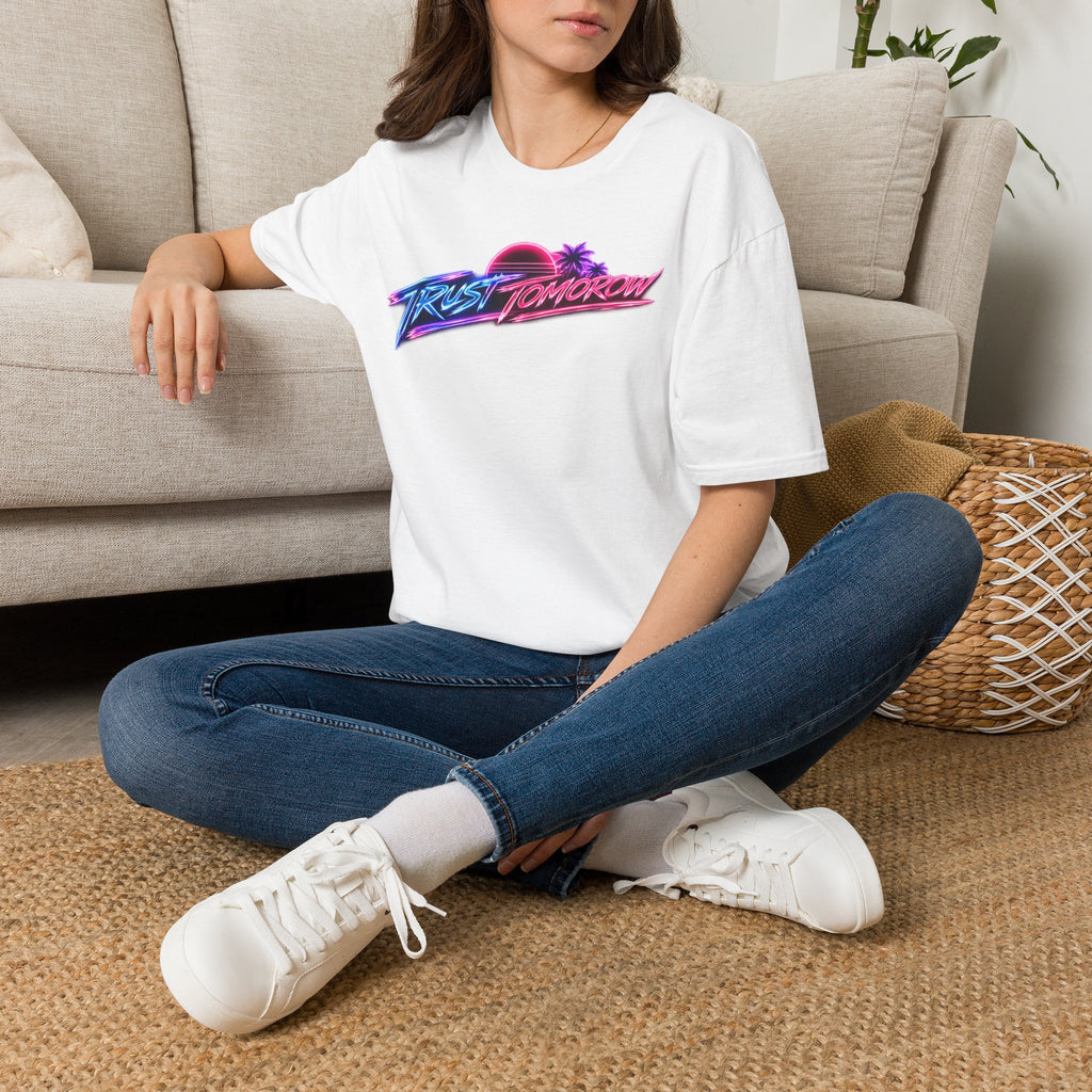 T-Shirt — Retro 'Trust Tomorrow' Neon Sunset Graphic Tee