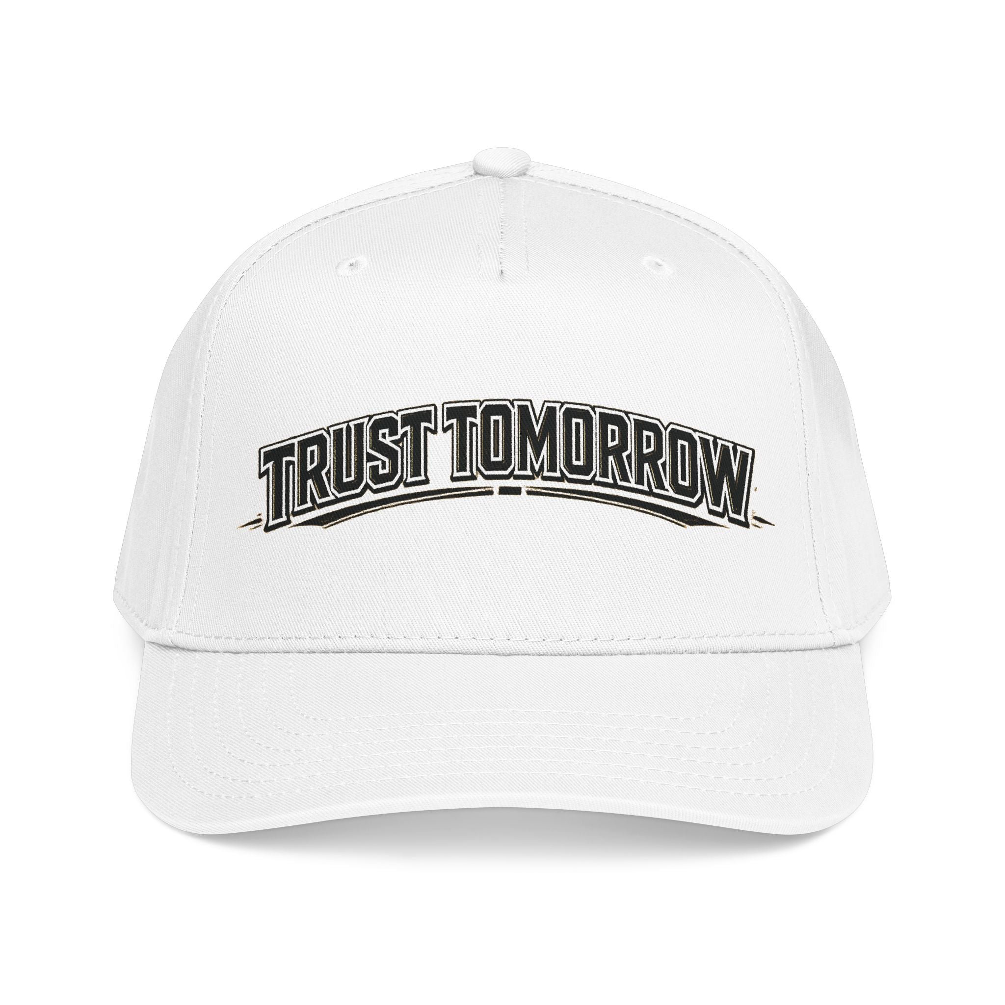 Trust Tomorrow Mid-Profile Baseball Cap — Retro Arch Embroidered Hat