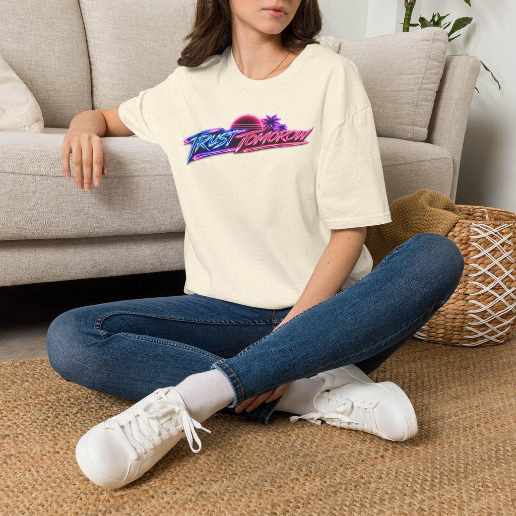 T-Shirt — Retro 'Trust Tomorrow' Neon Sunset Graphic Tee