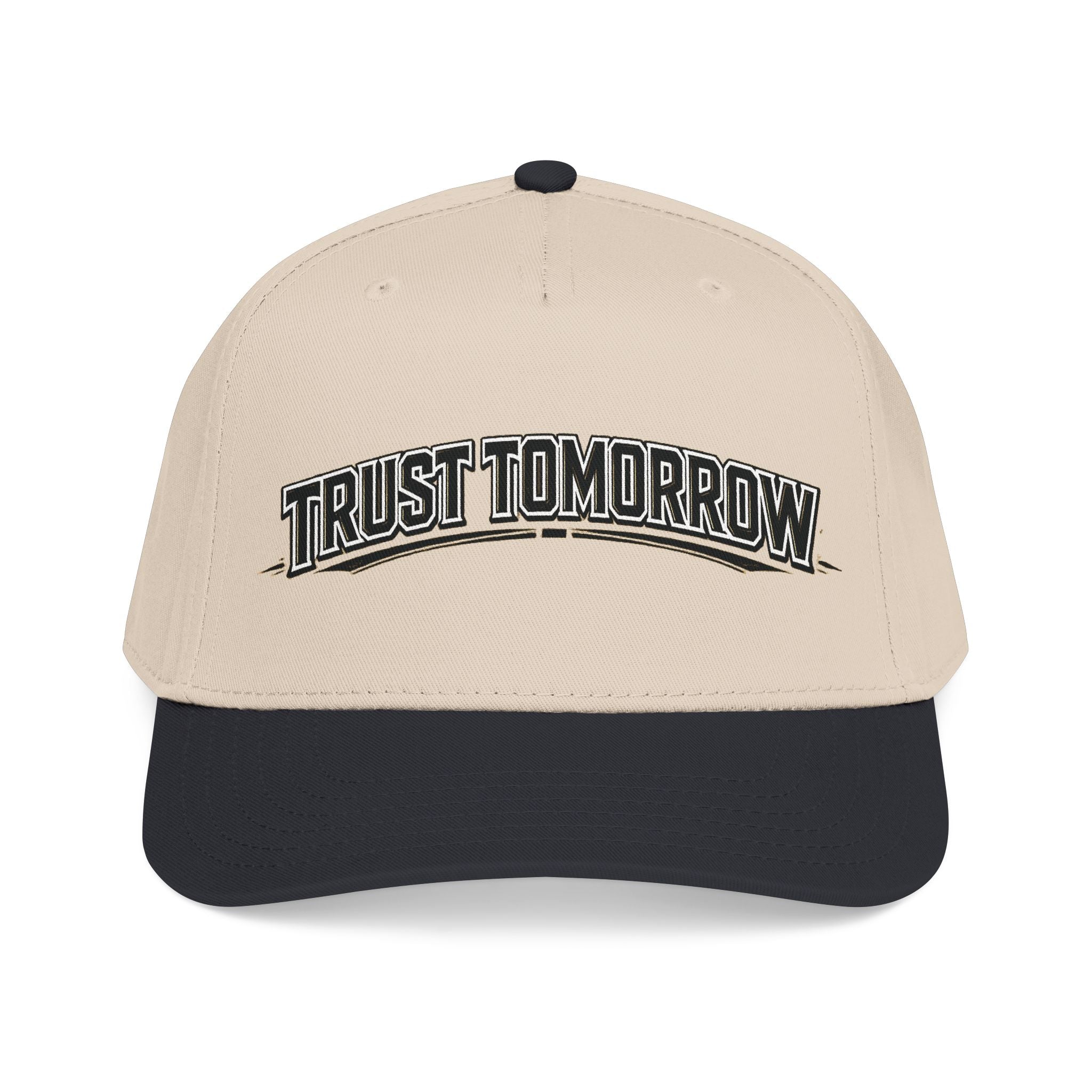 Trust Tomorrow Mid-Profile Baseball Cap — Retro Arch Embroidered Hat