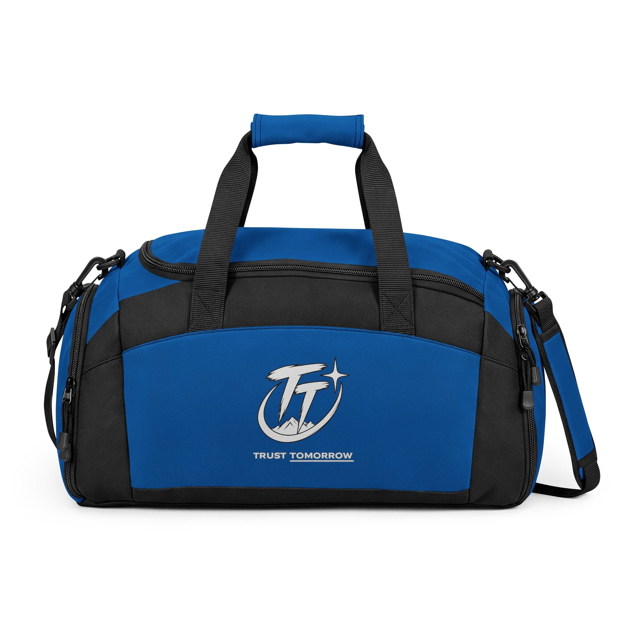 Trust Tomorrow' Black Gym Bag — Durable Sports Duffel with Shoulder Strap