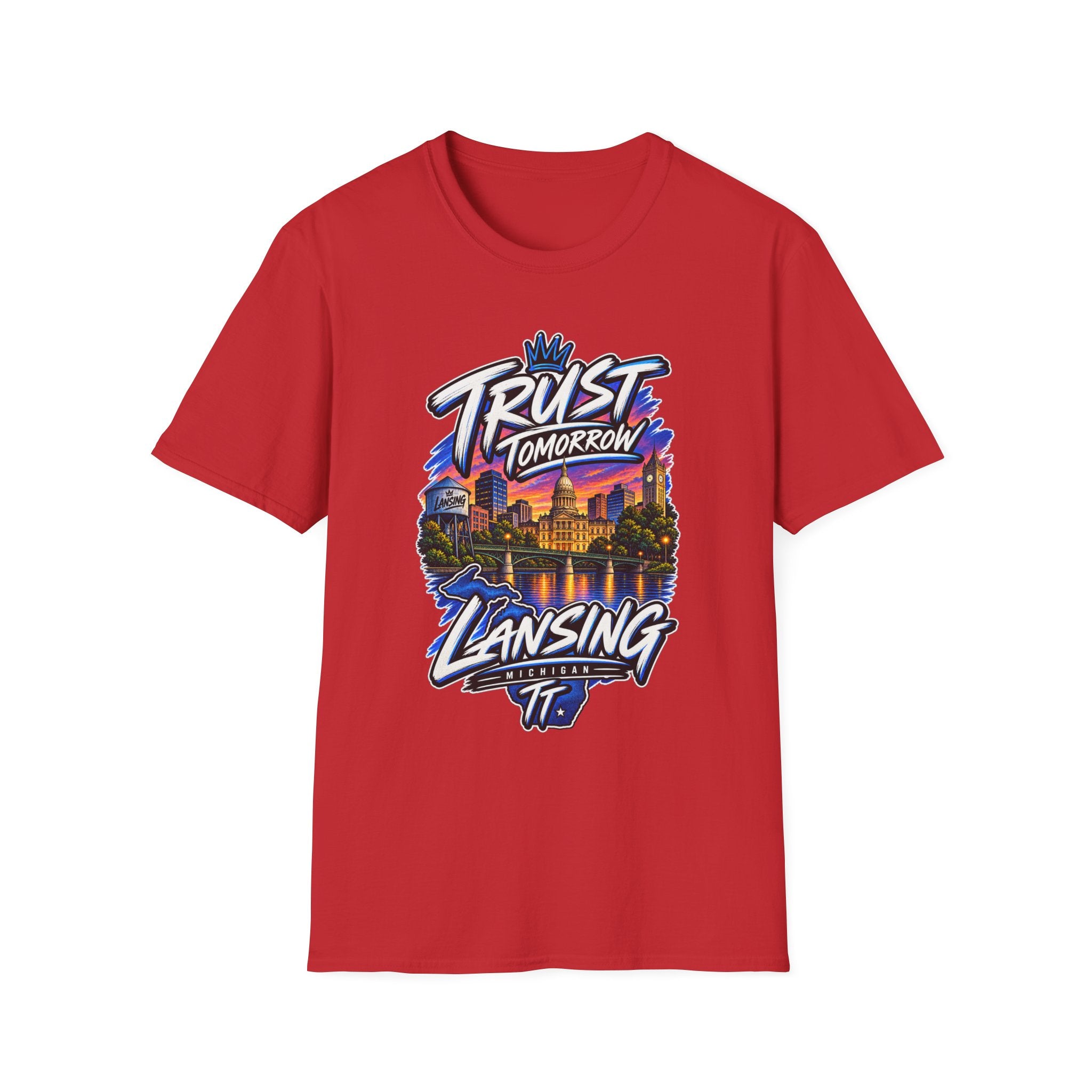 Trust Tomorrow Lansing T-Shirt — City Skyline Graphic Tee