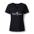 Women's V-Neck Tee — 'Trust Tomorrow' Sunrise Graphic Comfort Shirt