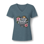 Trust Tomorrow Floral V-Neck Tee — Inspirational Women's Graphic Shirt
