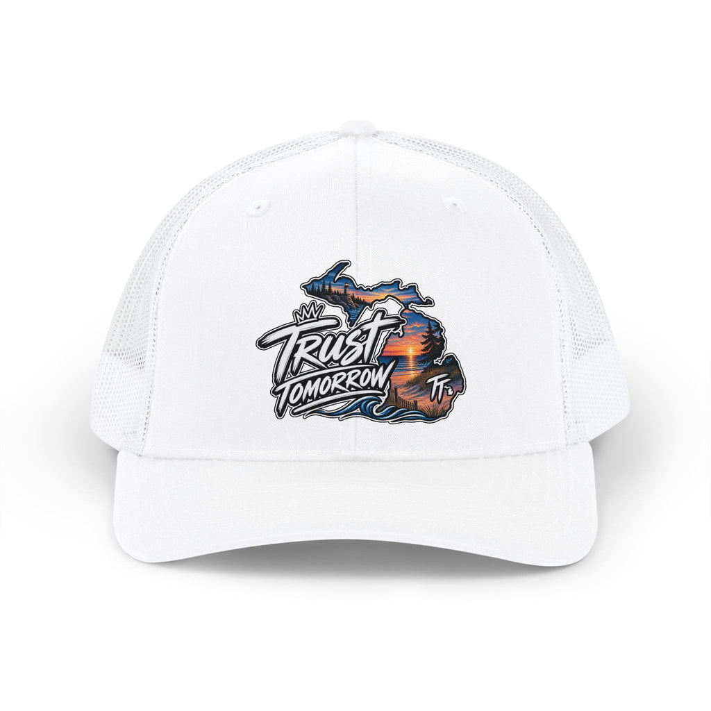 Trust Tomorrow Trucker Cap — Michigan Sunset Snapback
