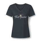 Women's V-Neck Tee — 'Trust Tomorrow' Sunrise Graphic Comfort Shirt
